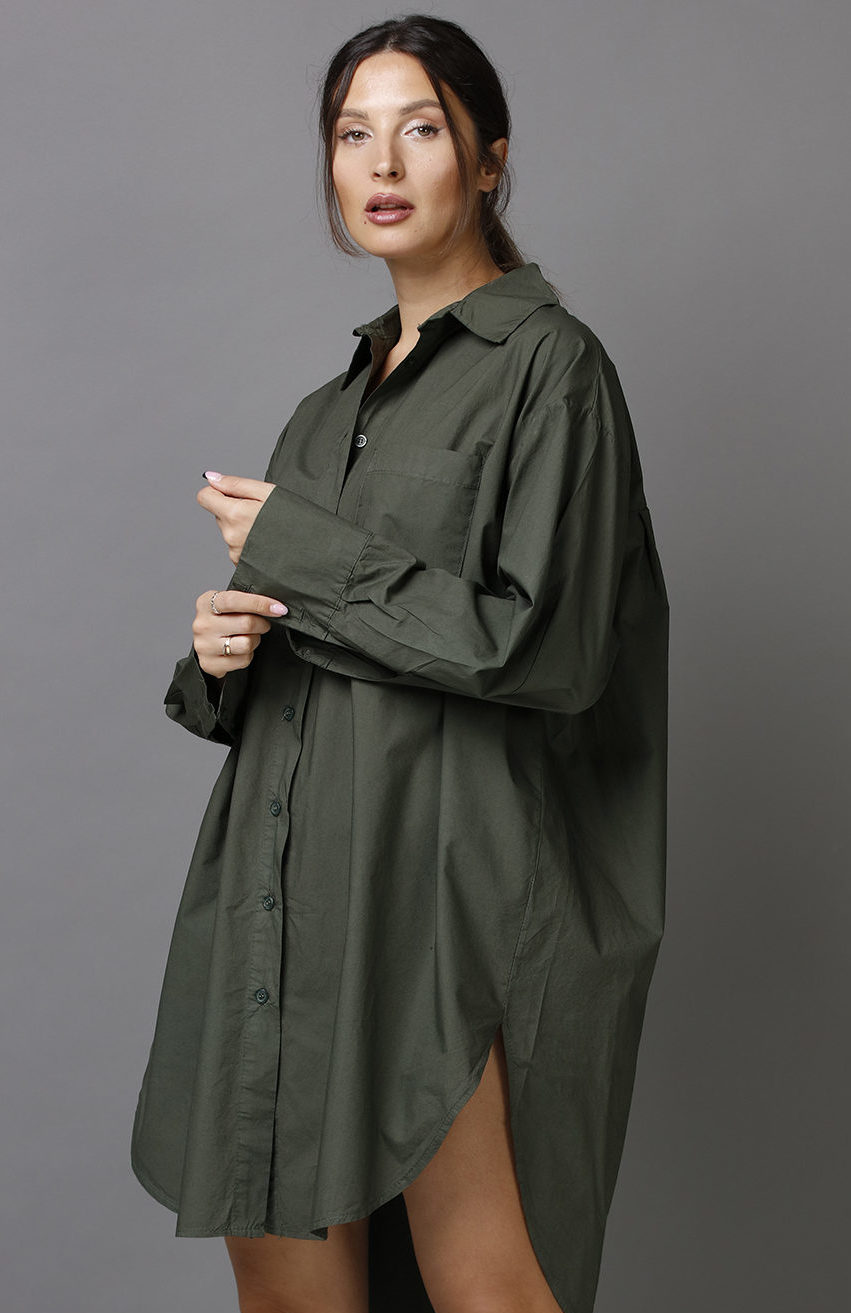 BOYFRIEND LONG SHIRT DARK ARMY
