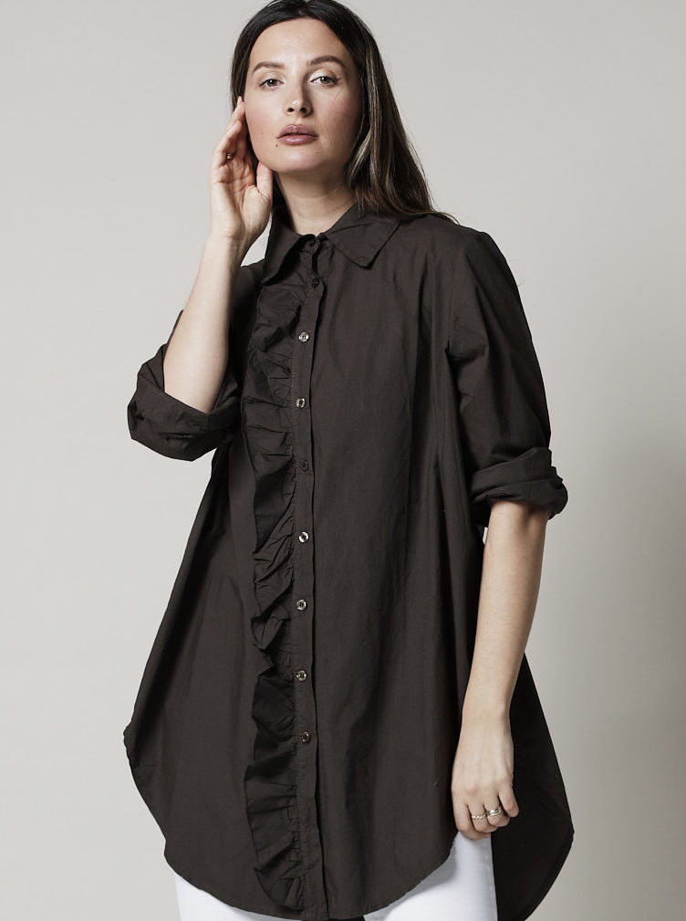 GIRLFRIEND LONG SHIRT CHOCOLATE - Image 3
