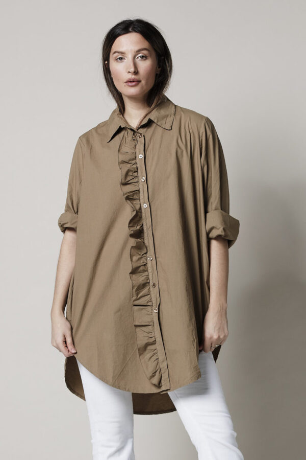 GIRLFRIEND LONG SHIRT TOBACCO