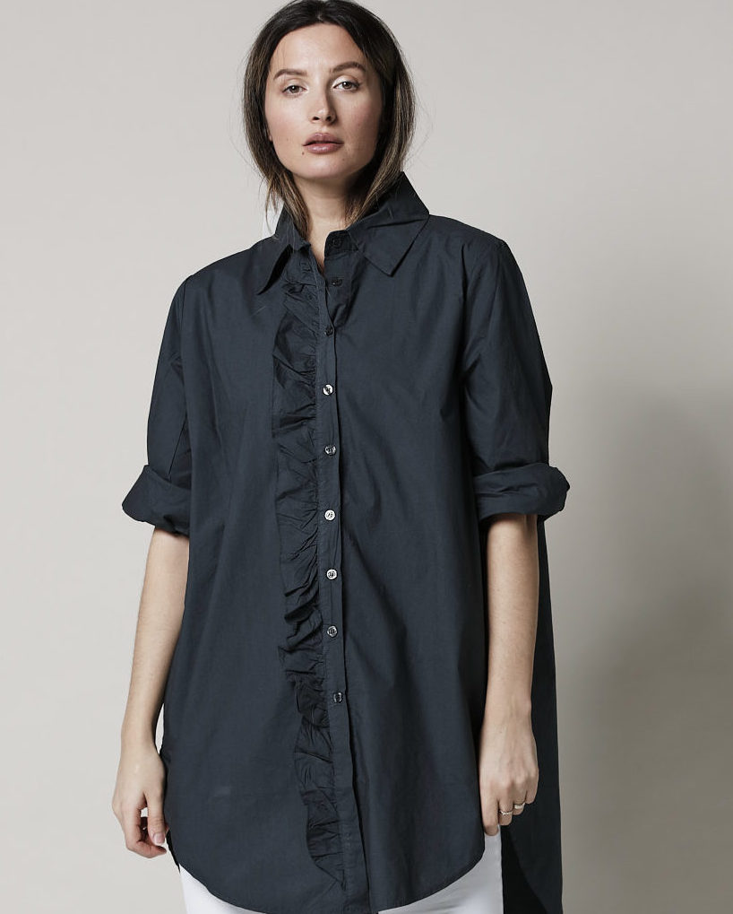 GIRLFRIEND LONG SHIRT ALMOST BLACK