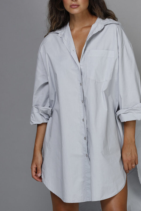 BOYFRIEND LONG SHIRT SILVER GREY