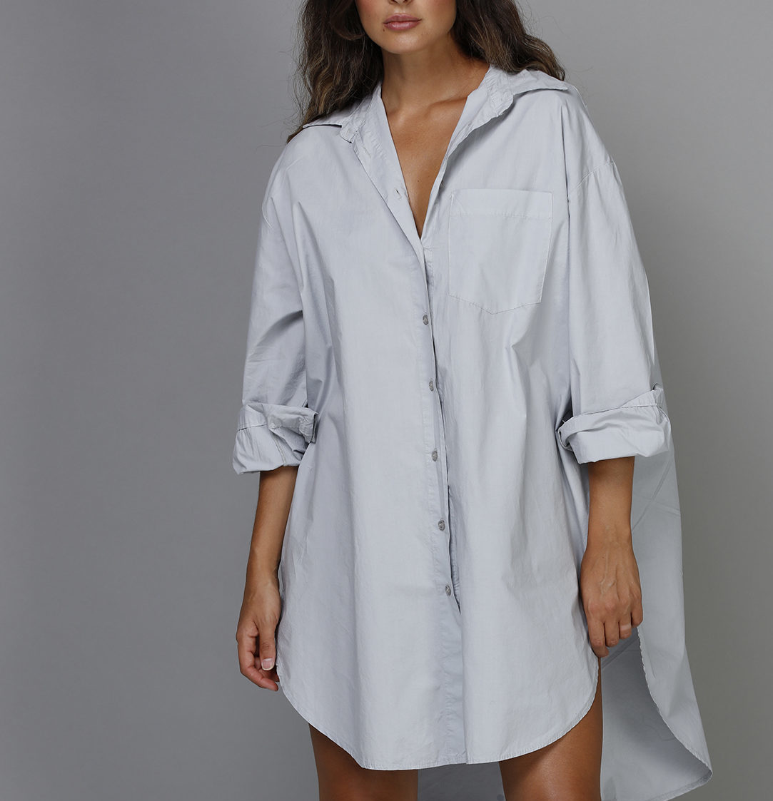 BOYFRIEND LONG SHIRT SILVER GREY