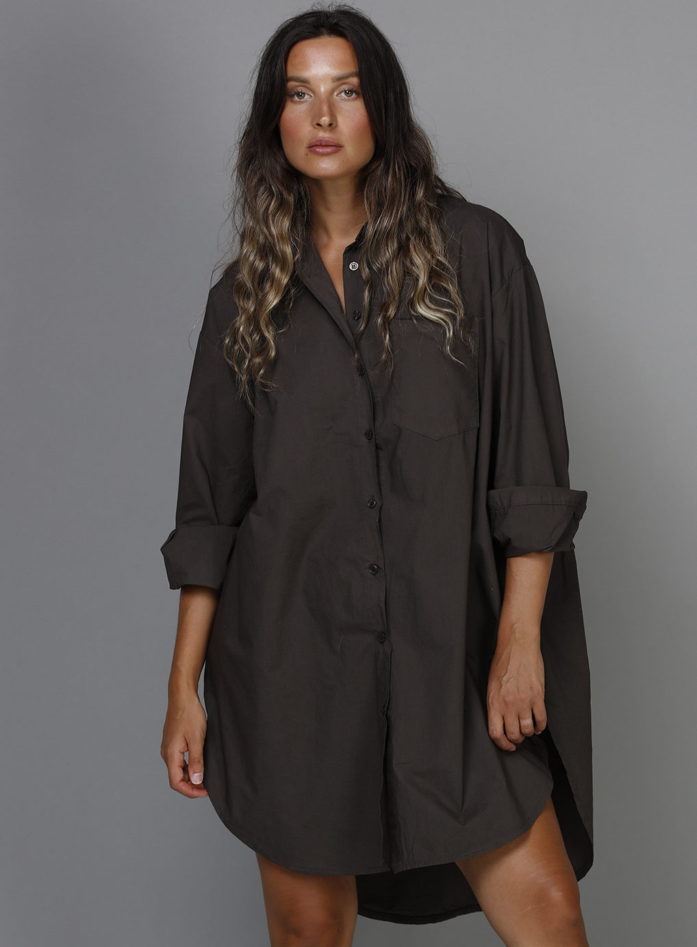 BOYFRIEND LONG SHIRT CHOCOLATE