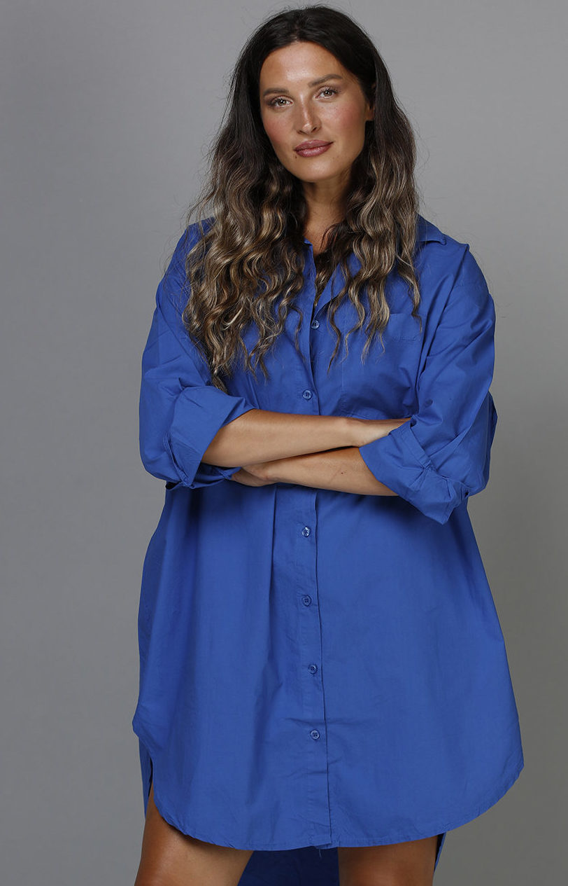 BOYFRIEND LONG SHIRT COBOLT BLUE