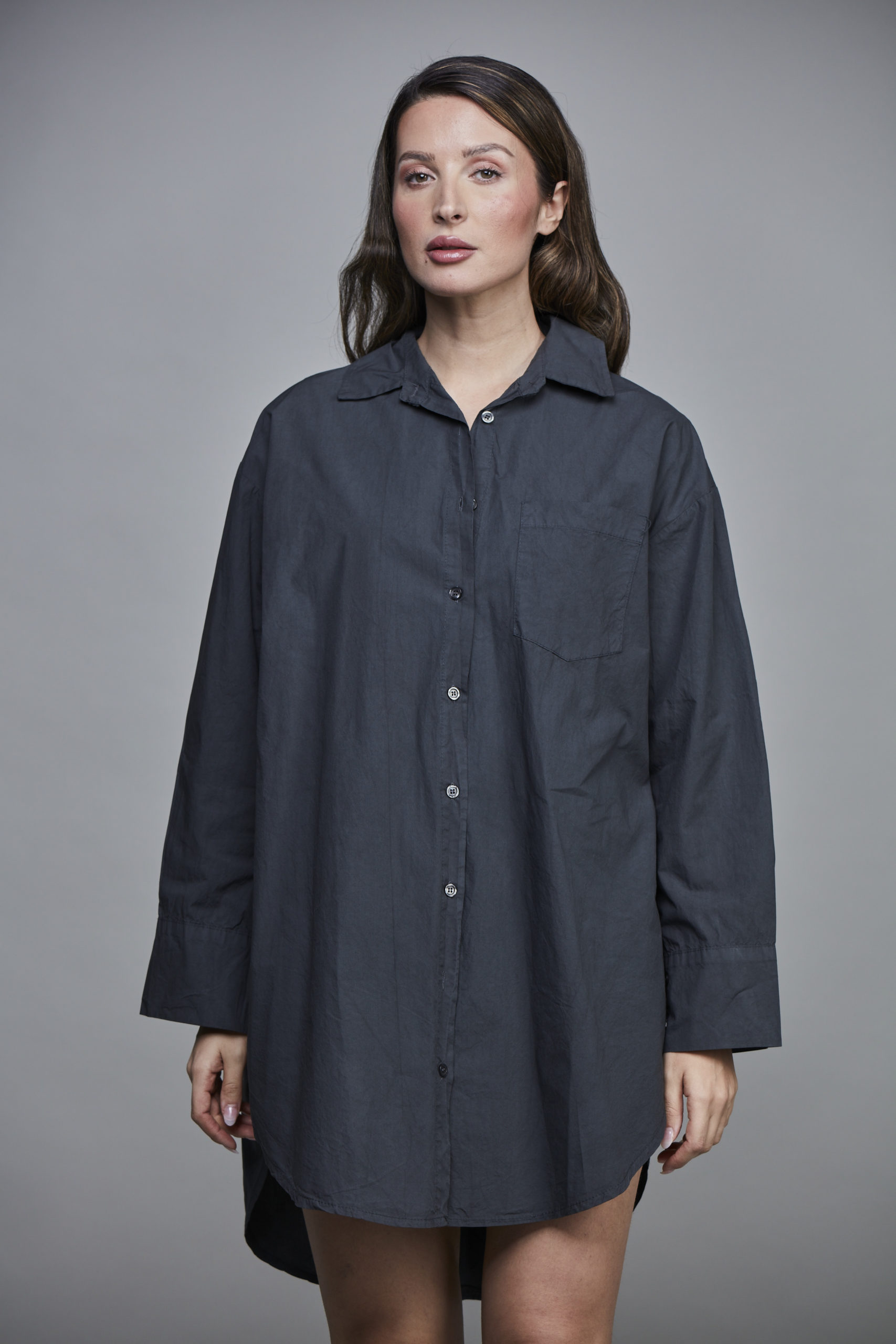 BOYFRIEND LONG SHIRT ALMOST BLACK