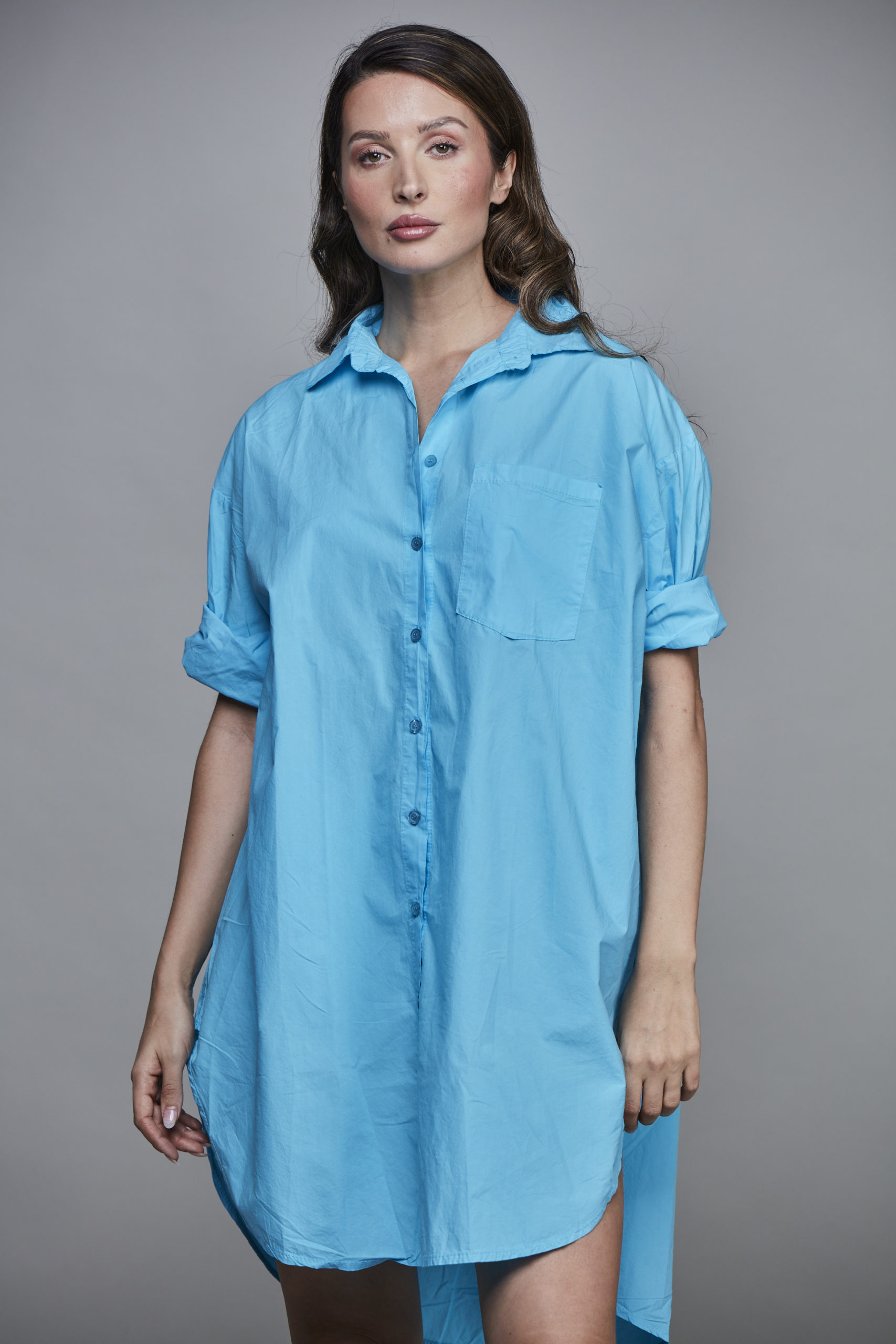 BOYFRIEND LONG SHIRT TURQUOISE