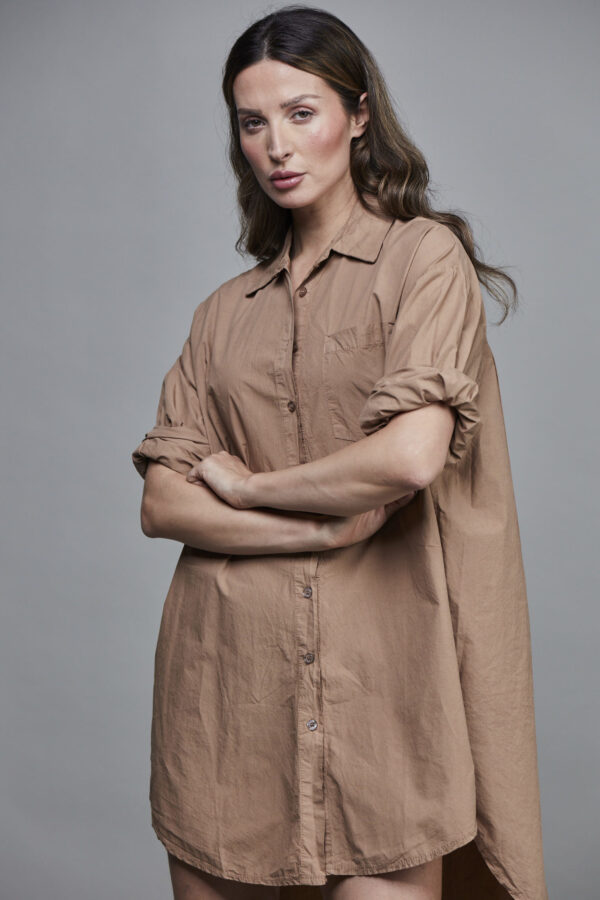 BOYFRIEND LONG SHIRT TOBACCO
