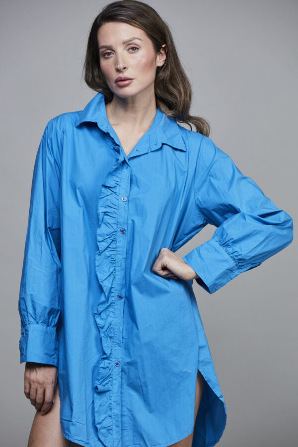 GIRLFRIEND LONG SHIRT GREEK BLUE