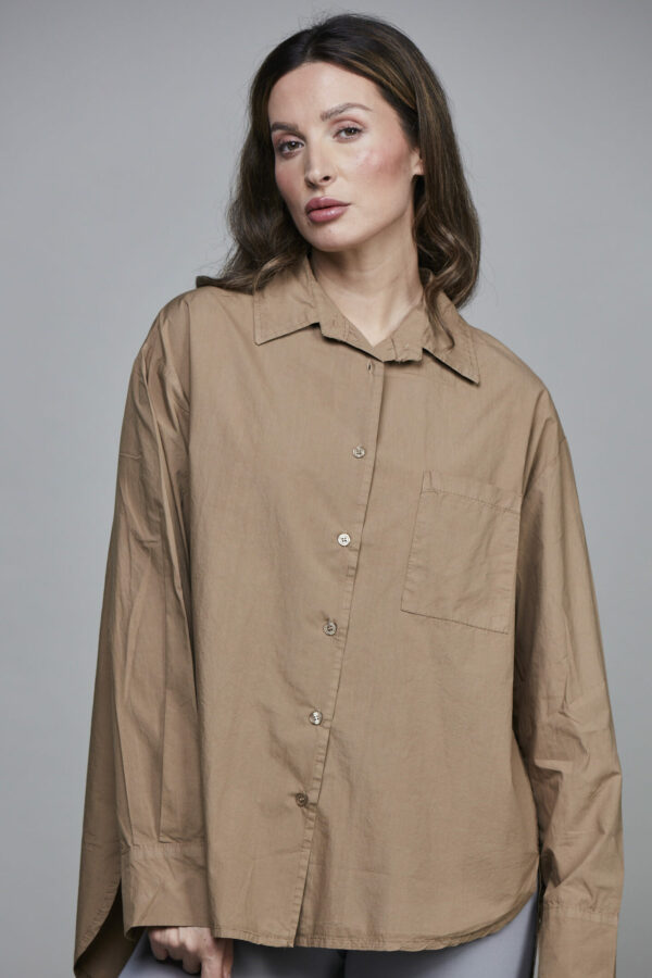 BOYFRIEND SHORT SHIRT TOBACCO