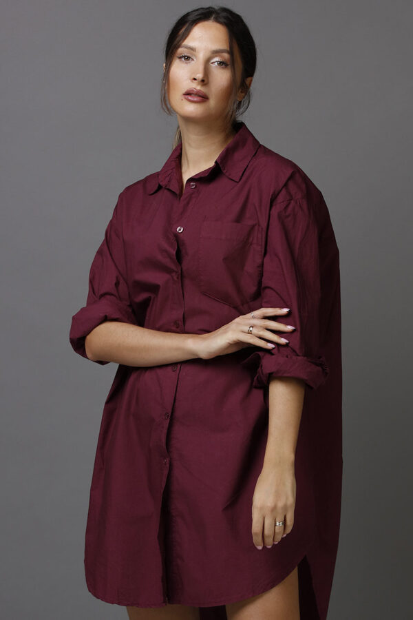 BOYFRIEND LONG SHIRT WINE RED