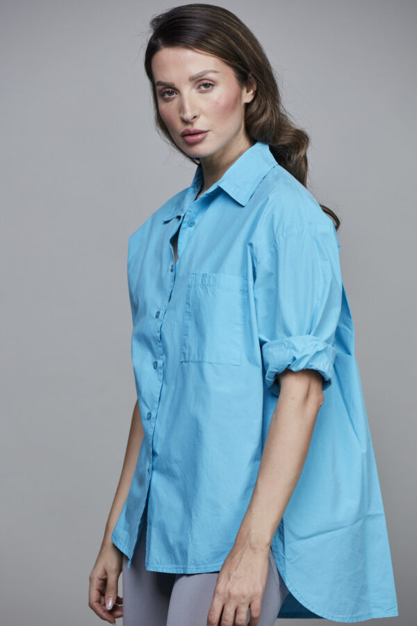 BOYFRIEND SHORT SHIRT TURQUOISE